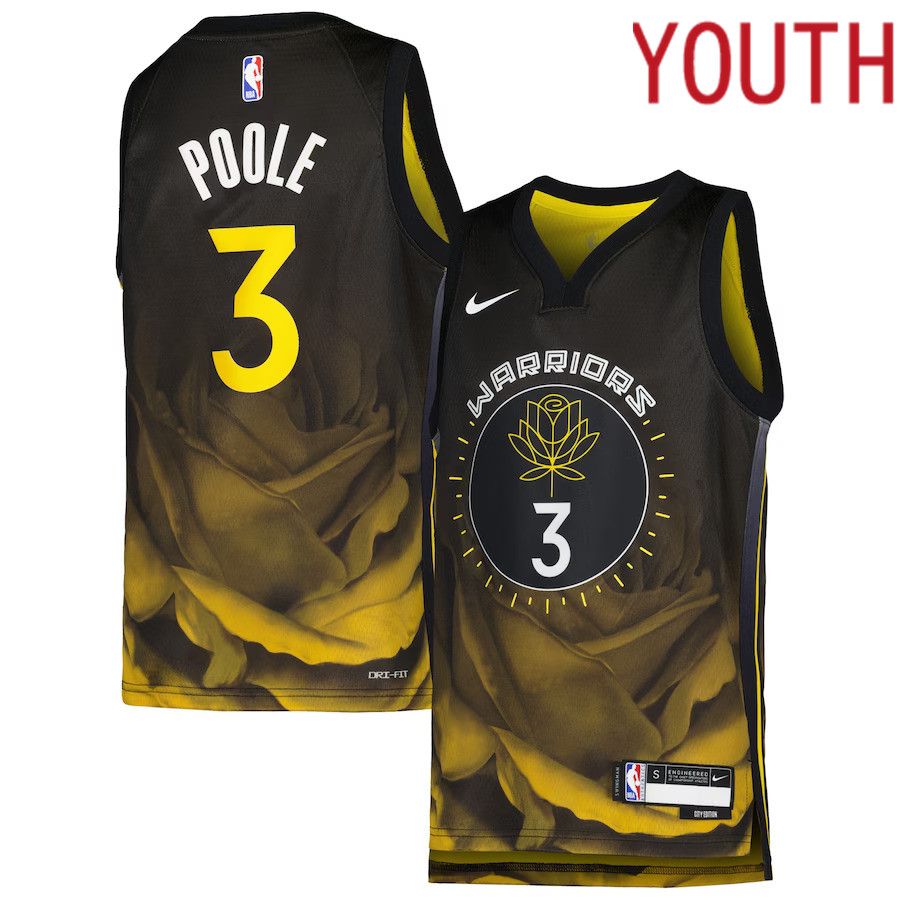 Youth Golden State Warriors 3 Jordan Poole Nike Black 2022-23 Swingman NBA Jersey